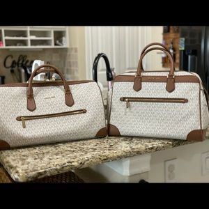 NWT MICHAEL KORS Vanilla JET SET TRVL LG Duffle and XLG Weekender set.